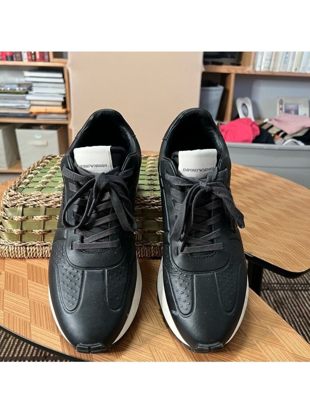 Emporio Armani Black and White Men's Dress Sneakers (Worn once) - Picture 4 of 7